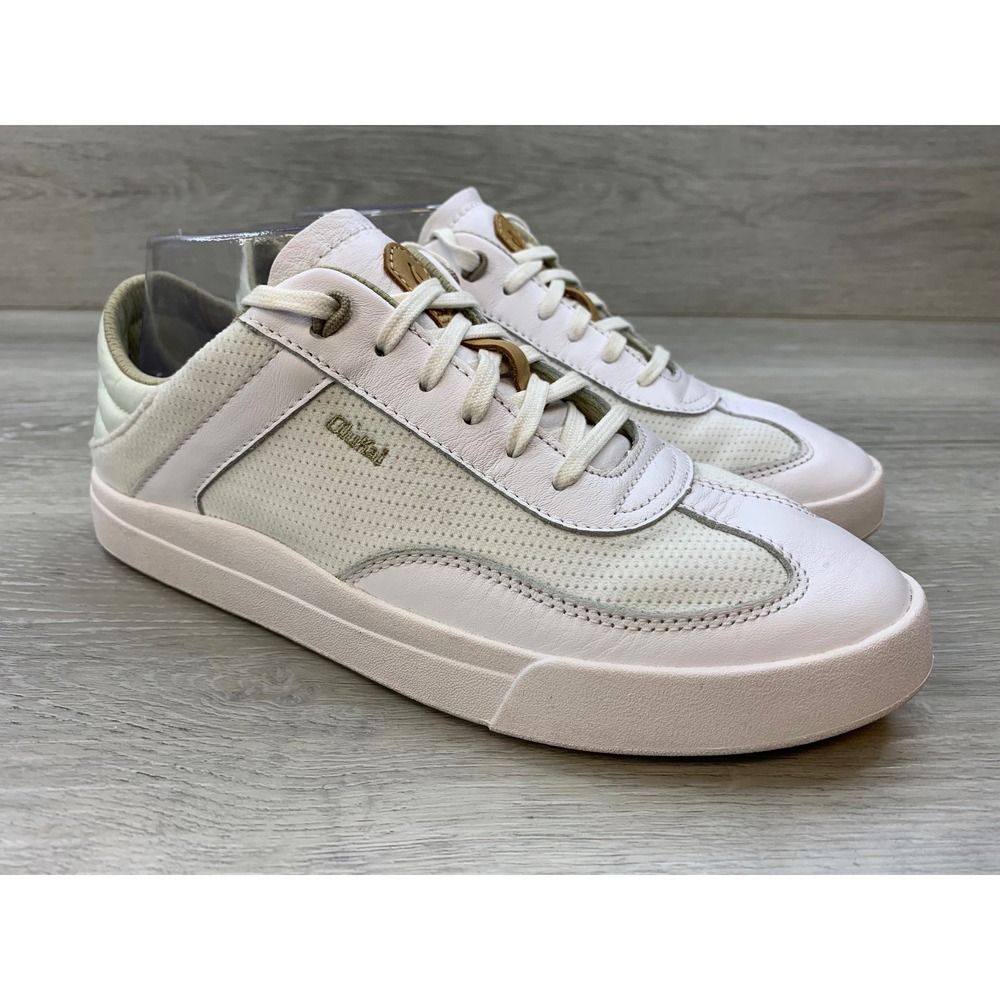 OluKai Kilea Women's 9 White Leather Mesh Sneakers Casual Comfort Shoes